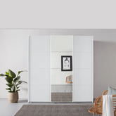 Rauch Forms White Decor 3 Door Sliding Wardrobe with Mirror - Pendle Village Furniture